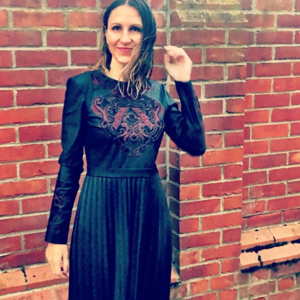 Zara pleated vegan leather dress